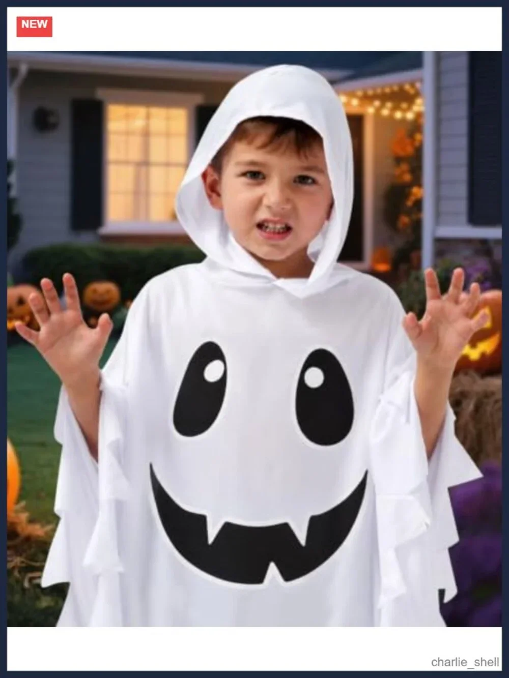 Kids Ghost Costume Hooded Cape Glow in the Dark Halloween Dress Up